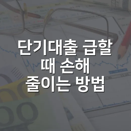 단기대출 급할 때 손해 줄이는 방법 - 요약