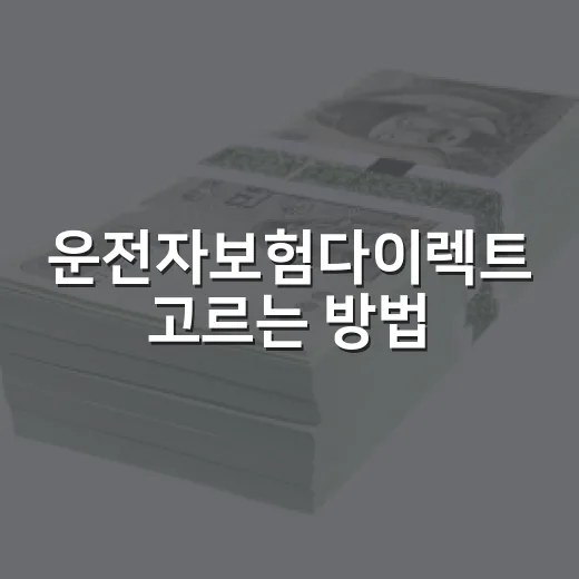 운전자보험다이렉트 고르는 방법, 자동차보험과 헷갈리지 않게 비교하려면 이렇게 - 요약