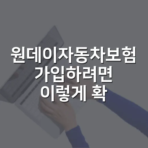 원데이자동차보험 가입하려면 이렇게 확인하세요 - 요약