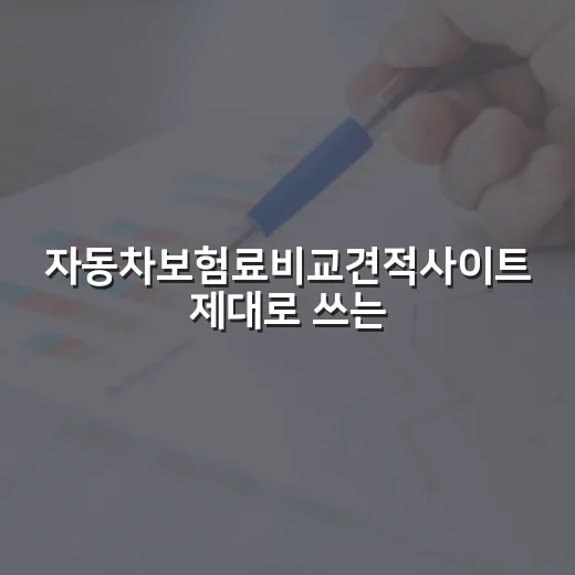자동차보험료비교견적사이트 제대로 쓰는 방법 - 요약