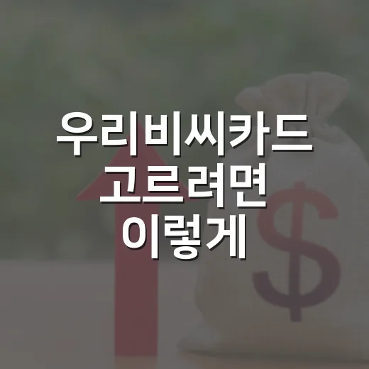 우리비씨카드 고르려면 이렇게 비교하면 됩니다 - 요약