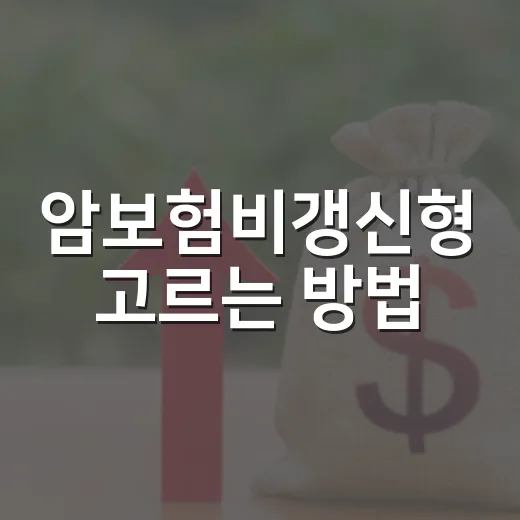 암보험비갱신형 고르는 방법, 보험료보다 먼저 봐야 할 기준 - 요약