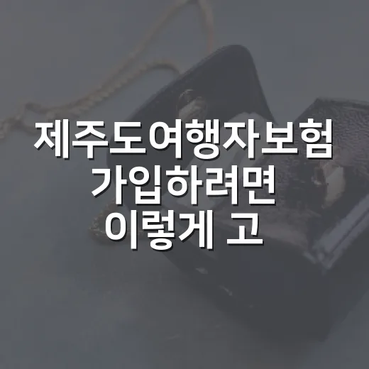 제주도여행자보험 가입하려면 이렇게 고르면 됩니다 - 요약