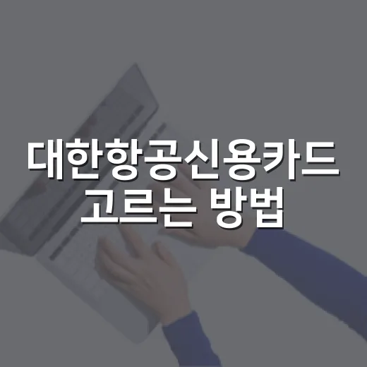 대한항공신용카드 고르는 방법, 연회비보다 먼저 볼 기준 - 요약