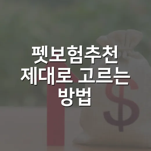펫보험추천 제대로 고르는 방법: 보험료보다 먼저 볼 5가지 기준 - 요약