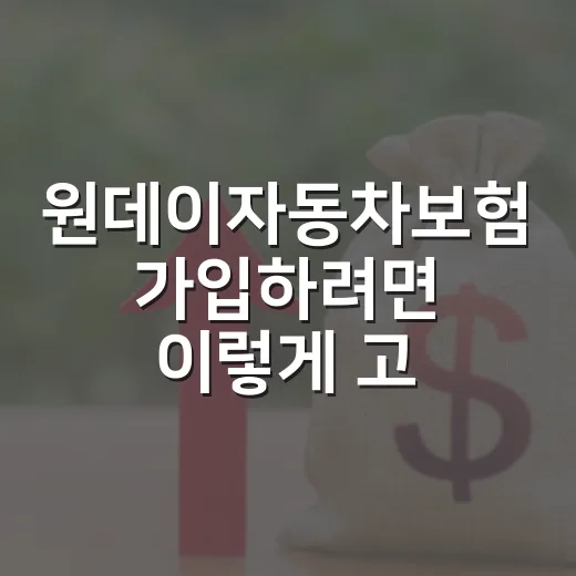 원데이자동차보험 가입하려면 이렇게 고르면 됩니다 - 요약