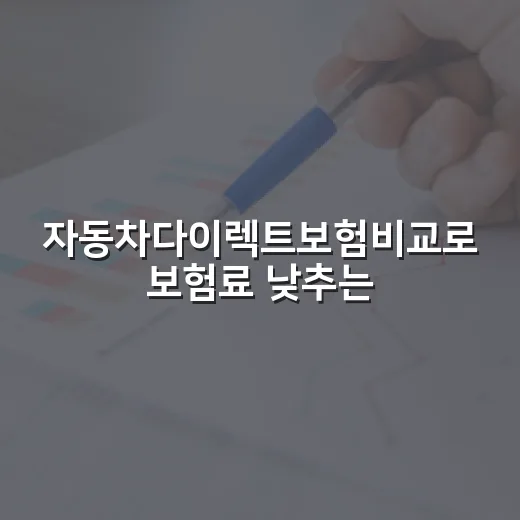 자동차다이렉트보험비교로 보험료 낮추는 방법 - 요약