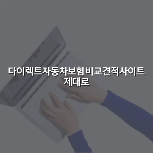 다이렉트자동차보험비교견적사이트 제대로 활용하는 방법 - 요약