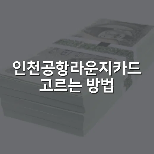 인천공항라운지카드 고르는 방법, 연회비와 이용 횟수부터 비교하려면 이렇게 - 요약