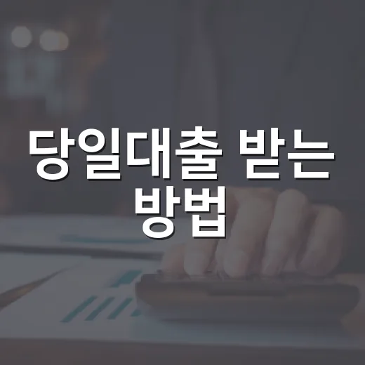 당일대출 받는 방법, 급할수록 먼저 확인할 순서 - 요약