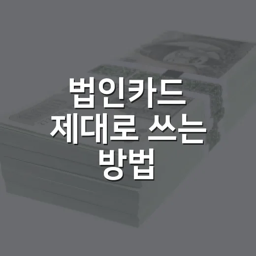 법인카드 제대로 쓰는 방법: 비용처리부터 세무 리스크까지 - 요약