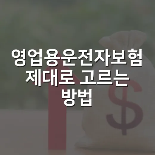 영업용운전자보험 제대로 고르는 방법, 택시·화물·배달 운전자가 먼저 볼 것 - 요약