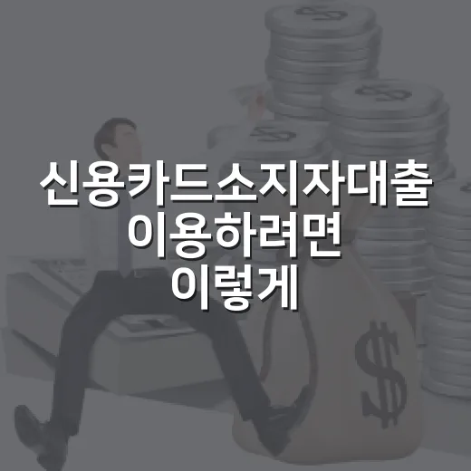 신용카드소지자대출 이용하려면 이렇게 비교하는 방법 - 요약
