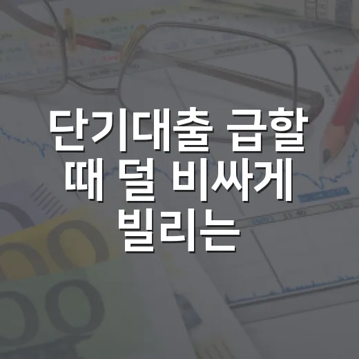 단기대출 급할 때 덜 비싸게 빌리는 방법 - 요약