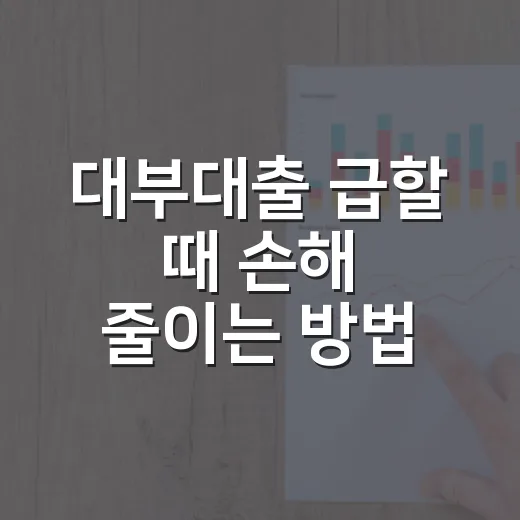 대부대출 급할 때 손해 줄이는 방법 - 요약
