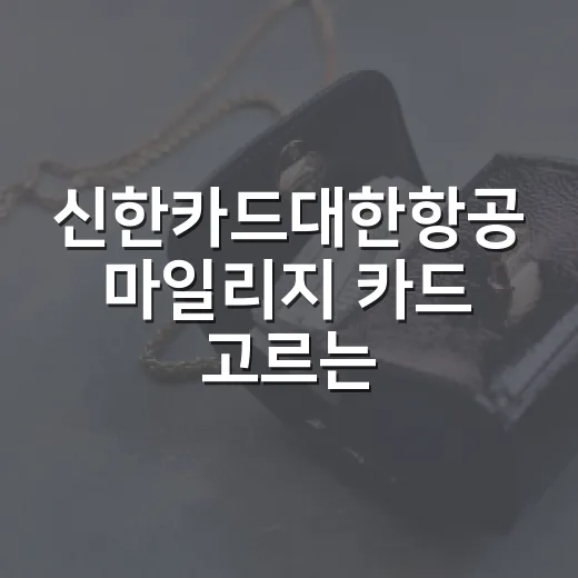 신한카드대한항공 마일리지 카드 고르는 방법 - 요약