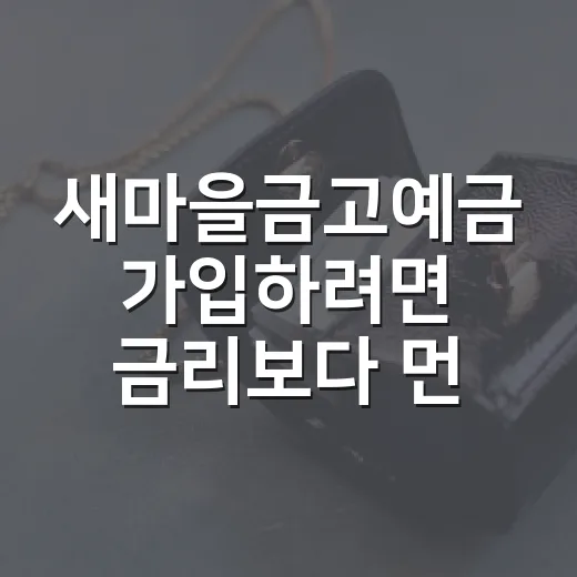 새마을금고예금 가입하려면 금리보다 먼저 보는 방법 - 요약