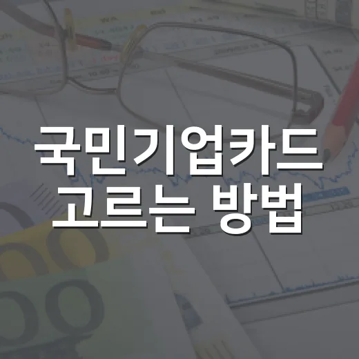국민기업카드 고르는 방법, 개인사업자와 법인이 먼저 따져볼 기준 - 요약
