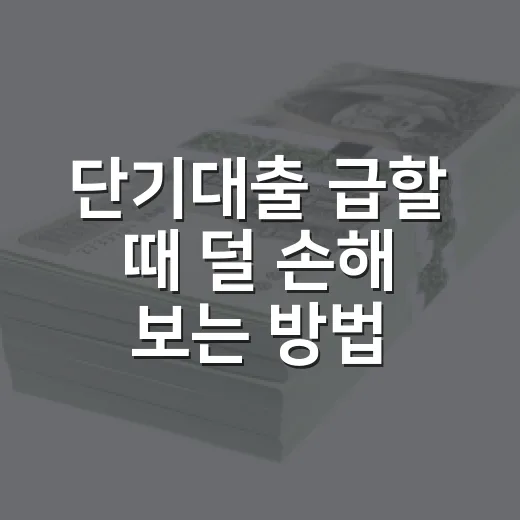 단기대출 급할 때 덜 손해 보는 방법 - 요약