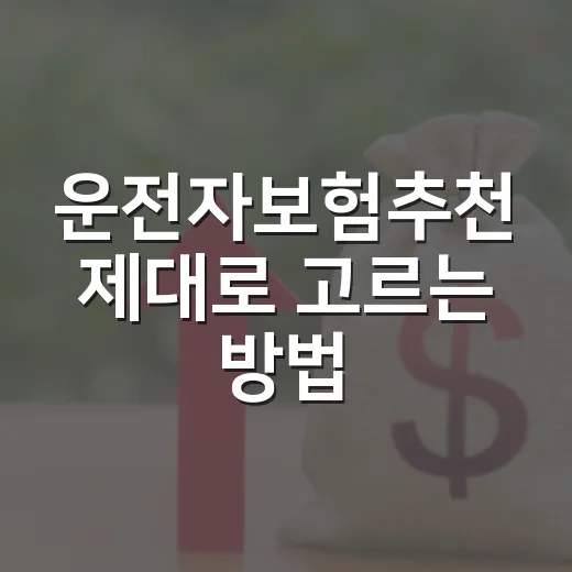 운전자보험추천 제대로 고르는 방법, 월 보험료보다 먼저 볼 5가지