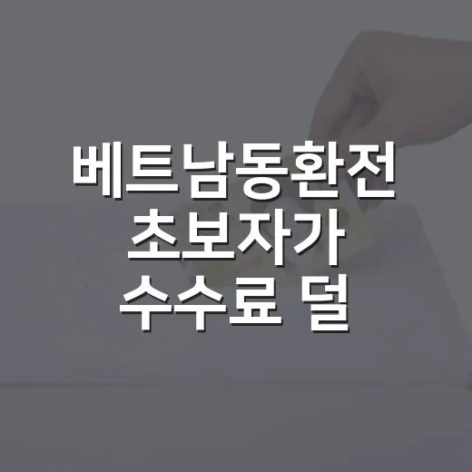 베트남동환전 초보자가 수수료 덜 내고 준비하는 방법 - 요약