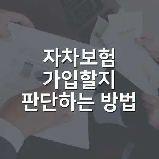 자차보험 가입할지 판단하는 방법, 보험료보다 먼저 봐야 할 기준 - 요약