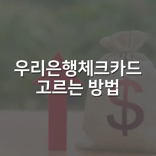 우리은행체크카드 고르는 방법, 소비패턴별로 이렇게 보면 쉽습니다 - 요약