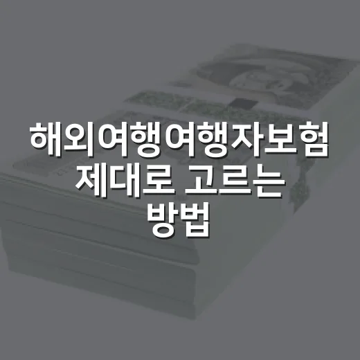 해외여행여행자보험 제대로 고르는 방법, 보장부터 청구까지 - 요약