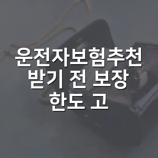 운전자보험추천 받기 전 보장 한도 고르는 방법 - 요약