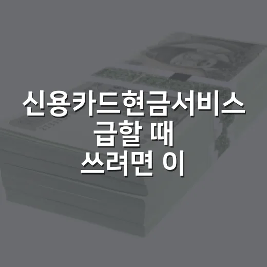 신용카드현금서비스 급할 때 쓰려면 이렇게 판단하는 방법 - 요약