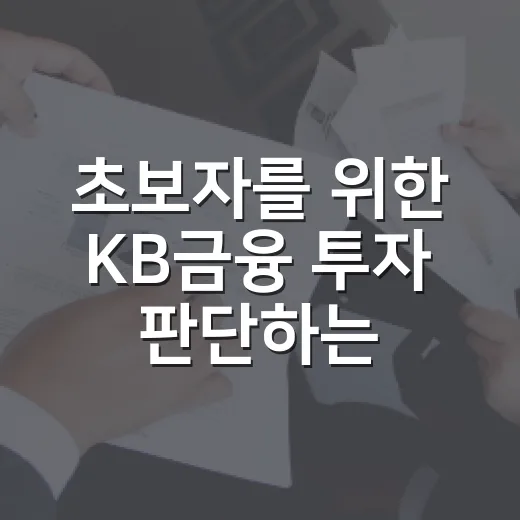 초보자를 위한 KB금융 투자 판단하는 방법 - 요약