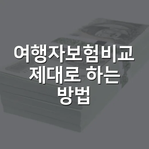 여행자보험비교 제대로 하는 방법, 보험료보다 먼저 볼 것들 - 요약