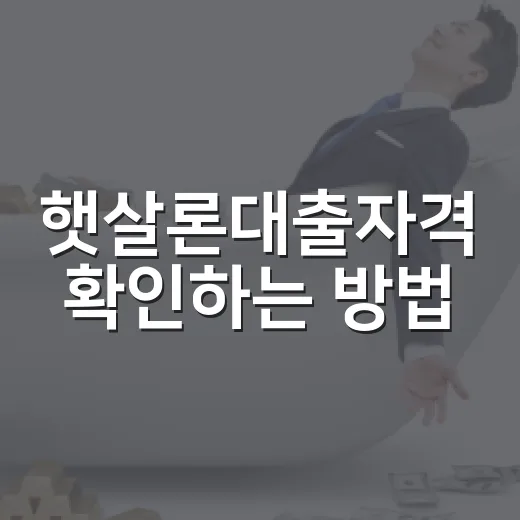 햇살론대출자격 확인하는 방법, 소득·신용점수·상품별 조건 이렇게 보세요 - 요약