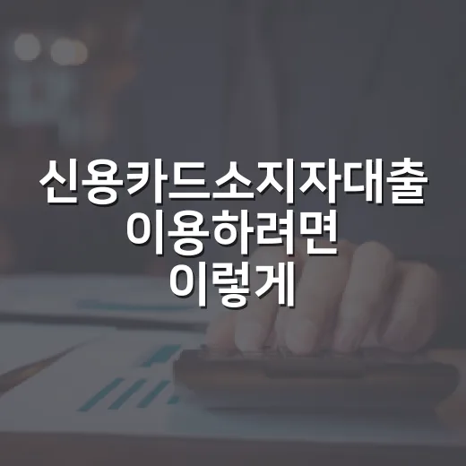 신용카드소지자대출 이용하려면 이렇게 확인하는 방법 - 요약