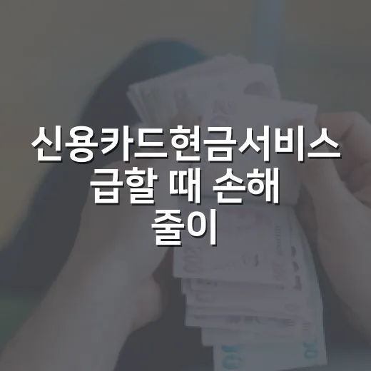 신용카드현금서비스 급할 때 손해 줄이는 방법 - 요약
