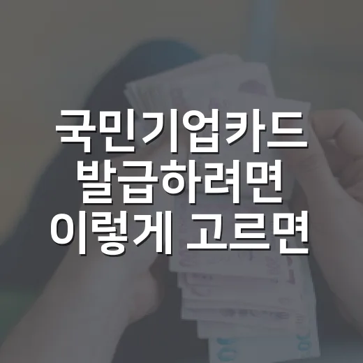 국민기업카드 발급하려면 이렇게 고르면 됩니다: 사업자·법인 실전 선택 방법 - 요약