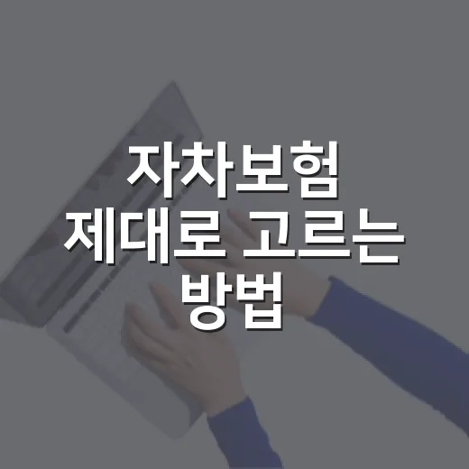 자차보험 제대로 고르는 방법, 수리비보다 먼저 봐야 할 5가지 - 요약
