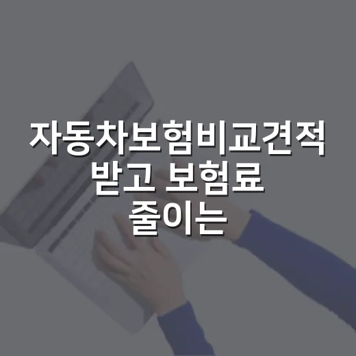 자동차보험비교견적 받고 보험료 줄이는 방법 - 요약