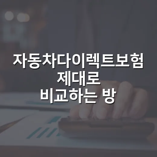 자동차다이렉트보험 제대로 비교하는 방법 - 요약