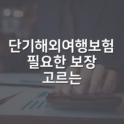 단기해외여행보험 필요한 보장 고르는 방법 - 요약