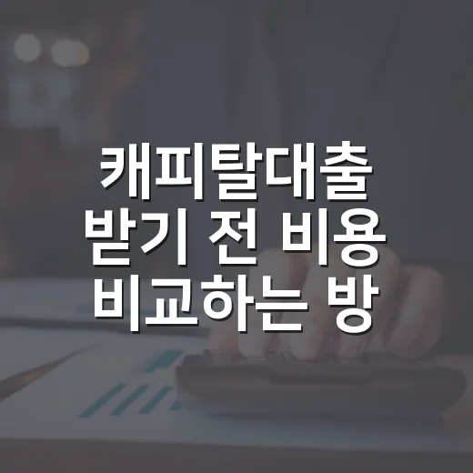 캐피탈대출 받기 전 비용 비교하는 방법 - 요약