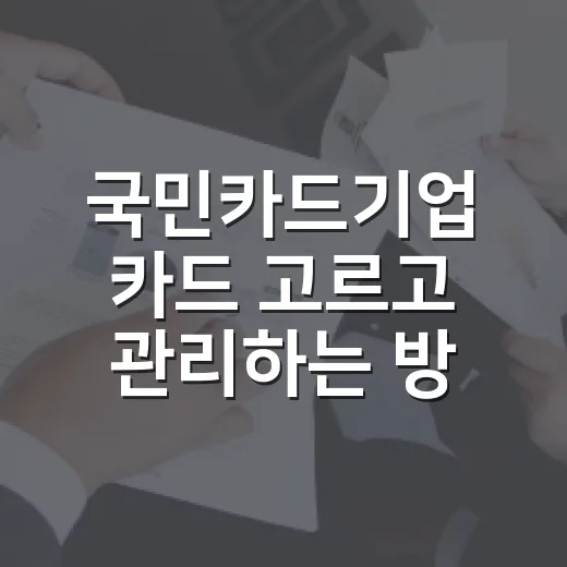 국민카드기업 카드 고르고 관리하는 방법 - 요약