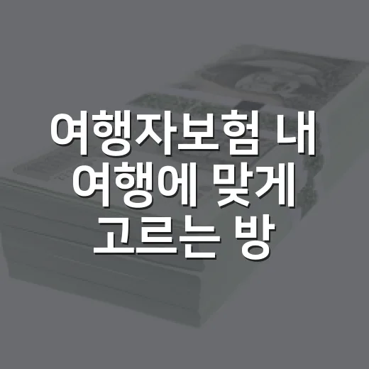 여행자보험 내 여행에 맞게 고르는 방법 - 요약
