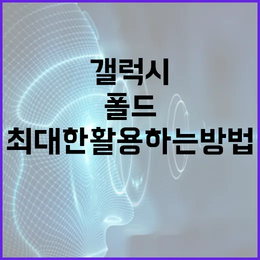 갤럭시 폴드8을 최대한 활용하는 방법 - 요약