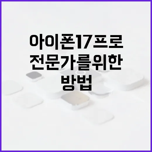 아이폰17프로 활용 방법: 전문가를 위한 가이드 - 요약