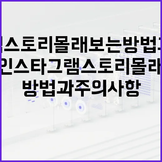 인스타그램 스토리 몰래 보는 방법과 주의사항 - 요약