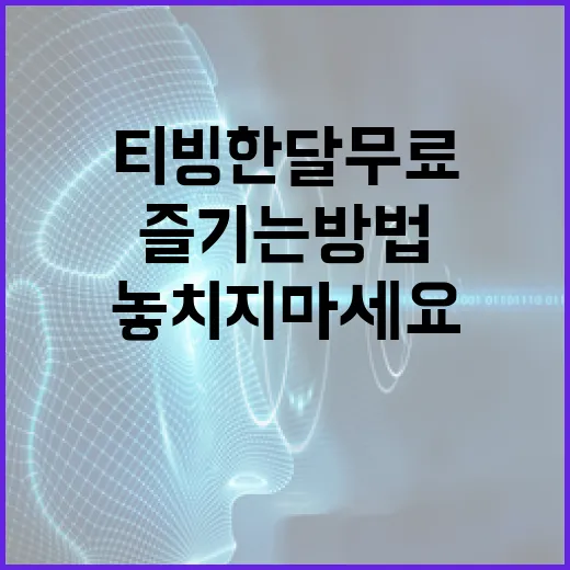티빙 한달 무료로 즐기는 방법, 놓치지 마세요! - 요약