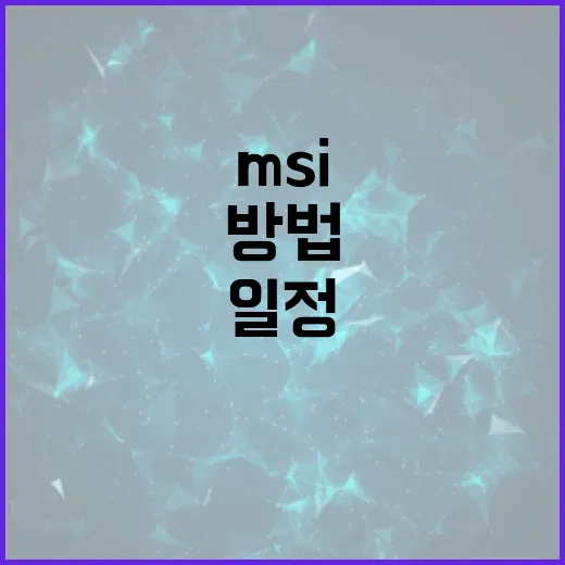 MSI 일정을 알차게 활용하는 방법 - 요약