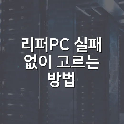 리퍼PC 실패 없이 고르는 방법, 사기 전 확인할 것들 - 요약
