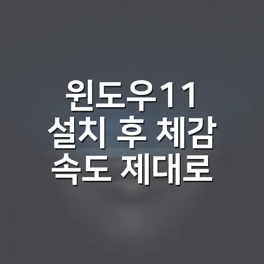윈도우11 설치 후 체감 속도 제대로 잡는 방법 - 요약